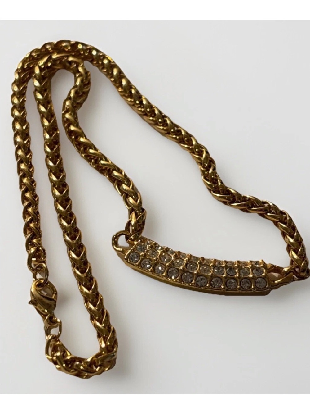 Vintage Crystal Gold Tone Chain Choker